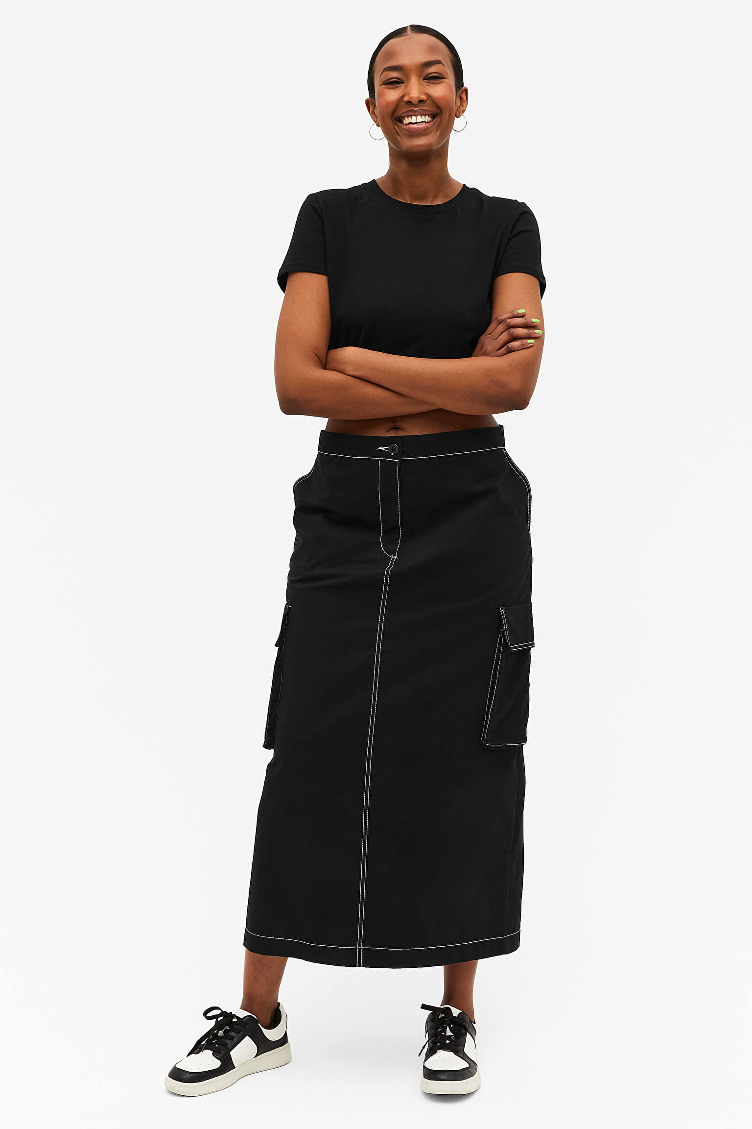 Black cargo maxi skirt from Monki