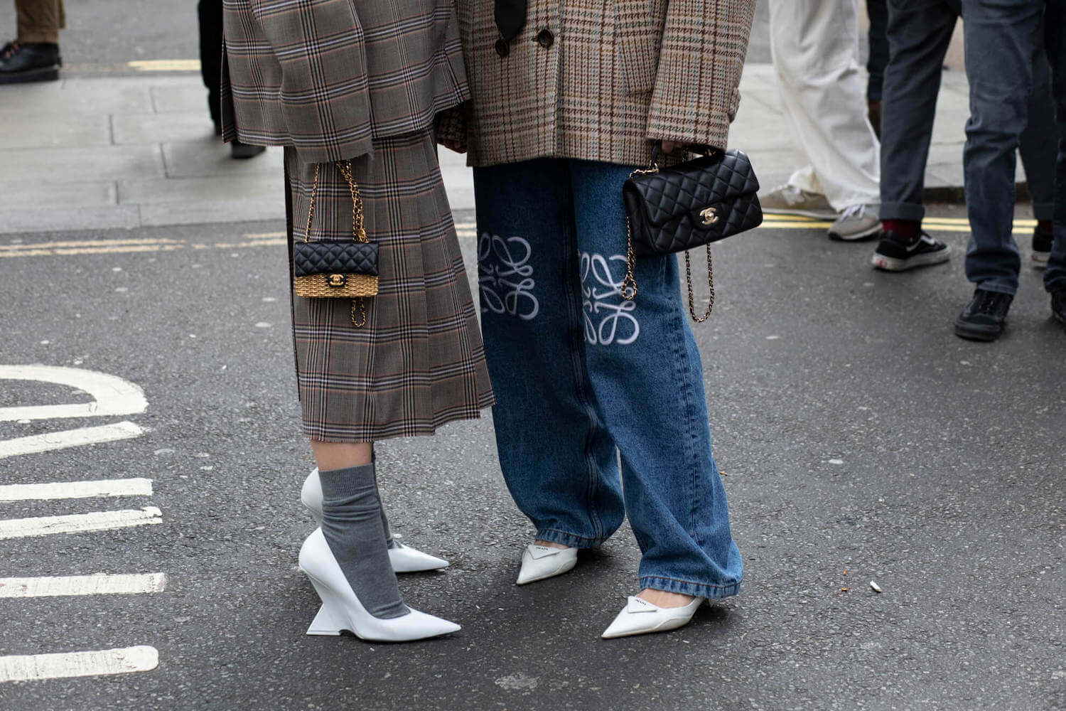 Two women at London Fashion Week