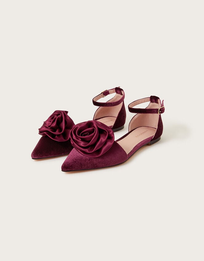 best party flats Satin corsage flat shoe red, £60, Monsoon