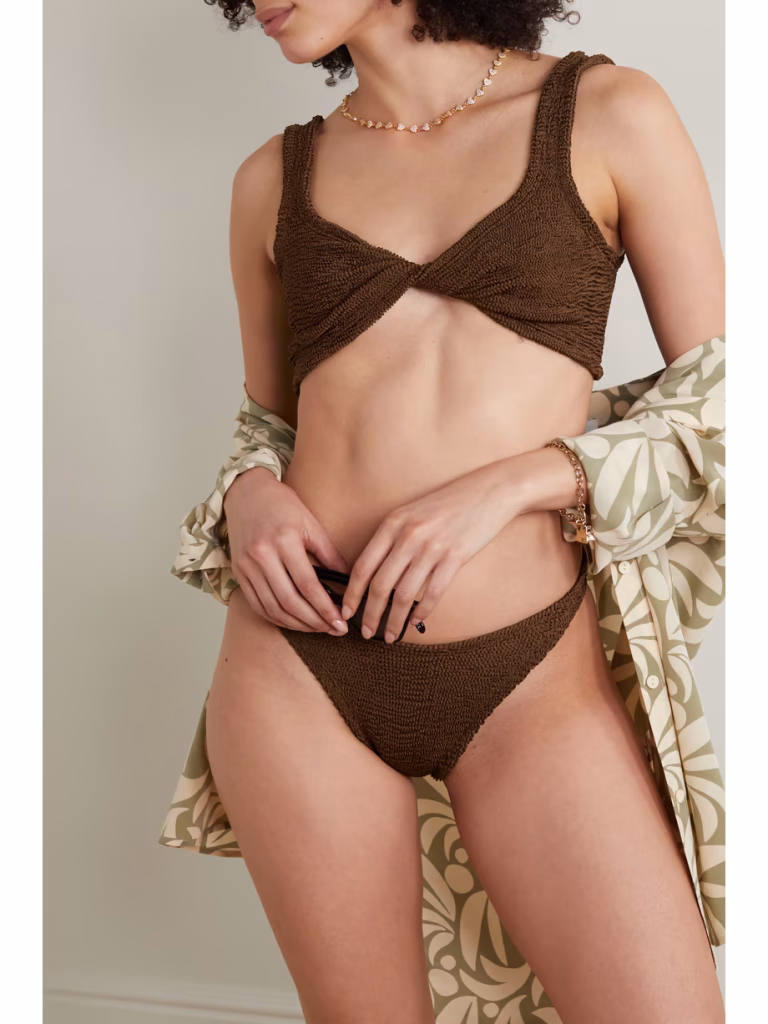 Best Bikinis For Small Chest UK - Padded & Push Up Bikinis For Small Busts 2024 1 HUNZA G NET SUSTAIN Juno twist-front seersucker bikini at Net-a-Porter